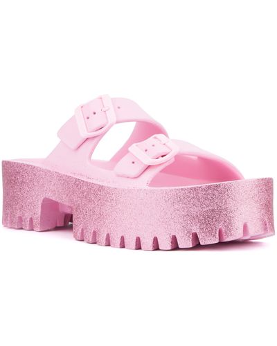 Olivia Miller Sparkles Plaform Slide Sandal - Pink