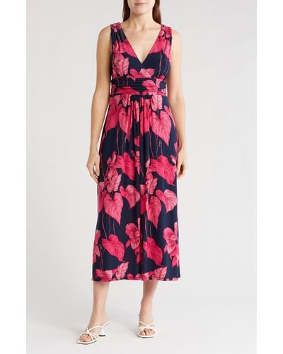 Tommy Hilfiger Island Orchid Jersey Maxi Dress - Red