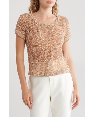 Ramy Brook Lucille Short Sleeve Open Knit Sweater - White