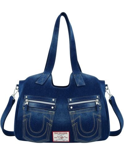True Religion Horseshoe Stitched Denim Shoulder Bag - Blue