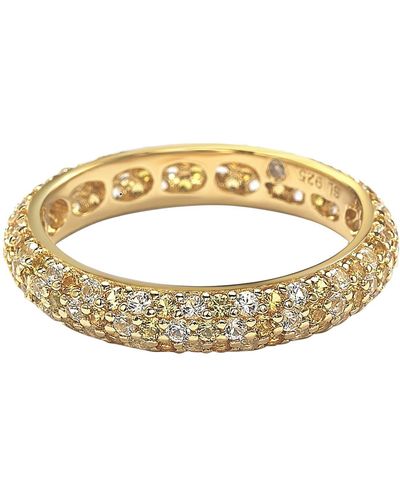 Suzy Levian Sterling Silver Pave Cz Eternity Band Ring - Yellow