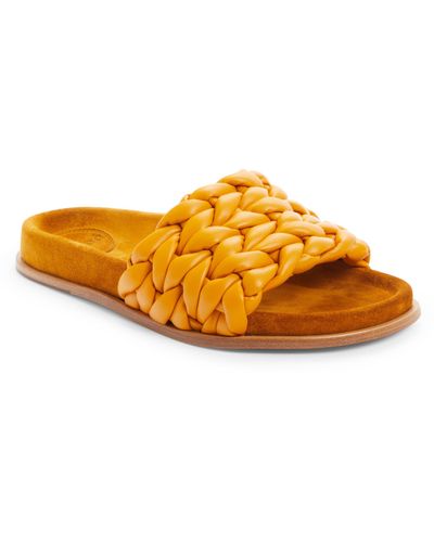 Chloé Kacey Braided Leather Slide Sandal - Orange