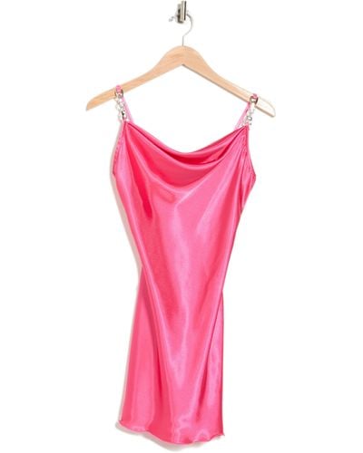 Jump Apparel Satin Cowl Neck Slip Dress In Hot Pink At Nordstrom Rack