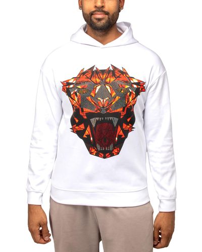 Xray Jeans Geometric Tiger Face Hoodie - White