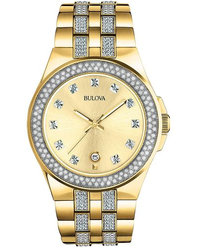 Bulova Swarovski Crystal Accented Quartz Bracelet Watch - Metallic