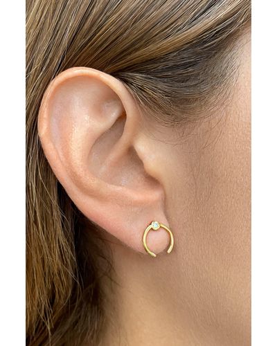 Adornia 14k Yellow Gold Plated Brass Bezel Crystal Open Front Facing Hoop Earrings