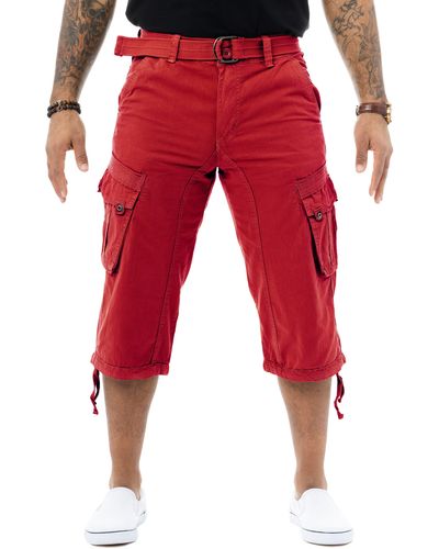 Xray Jeans Belted Cargo Shorts - Red