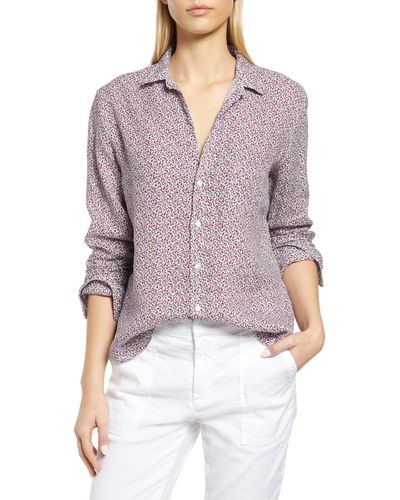 Frank & Eileen Floral Linen Button-up Shirt - Purple