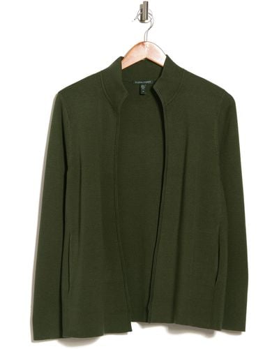 Eileen Fisher Shaped Silk Blend Jacket In Woodland At Nordstrom Rack - Green