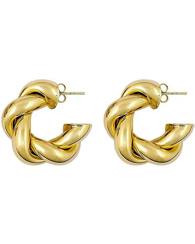 Gabi Rielle 14k Gold Plated Sterling Silver Love Knot Tube 19mm Hoop Earrings - Metallic