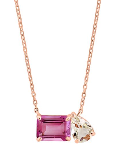 Effy 14k Rose Gold Pink Tourmaline & Morganite Pendant Necklace - Metallic