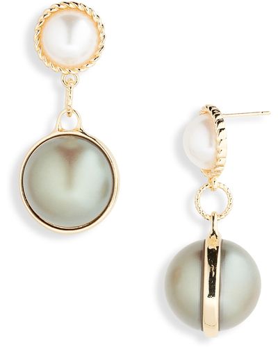Tasha Imitation Pearl Ball Drop Earrings - White