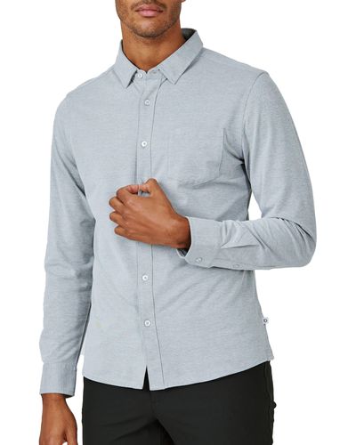 7 Diamonds Solid Oxford Button-up Shirt - Gray