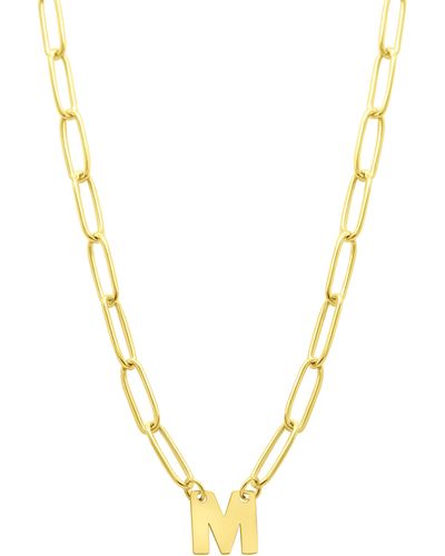 Adornia 14k Gold Plated Mini Initial Pendant Necklace - Metallic