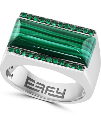 Effy Sterling Silver Malachite & Emerald Ring - Green
