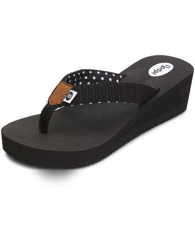 FLOOPI Comfort Sponge Wedge Sandal - Black
