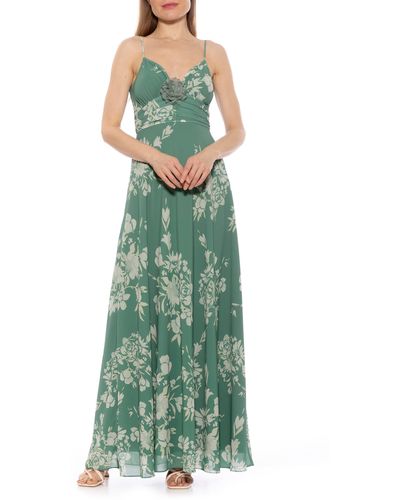 Alexia Admor Layla Rosette Maxi Dress - Green