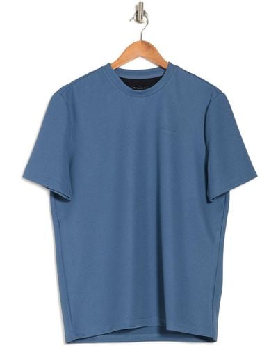 Tahari Piqué Texture Perforated T-shirt In Moonlight At Nordstrom Rack - Blue