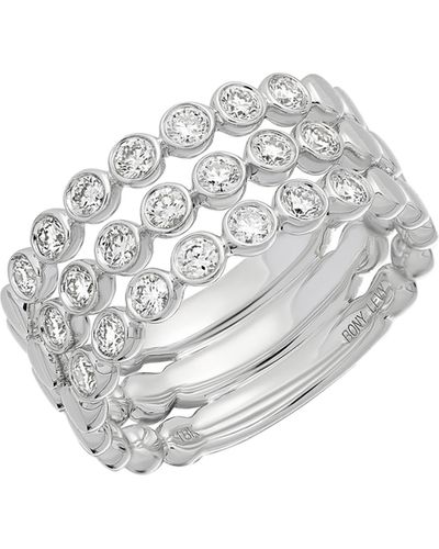 Bony Levy 18k Gold Bezel Set Diamond Band Ring - White