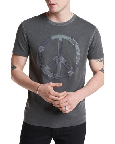 John Varvatos Reconstruct Patchwork Peace Sign T-shirt - Gray