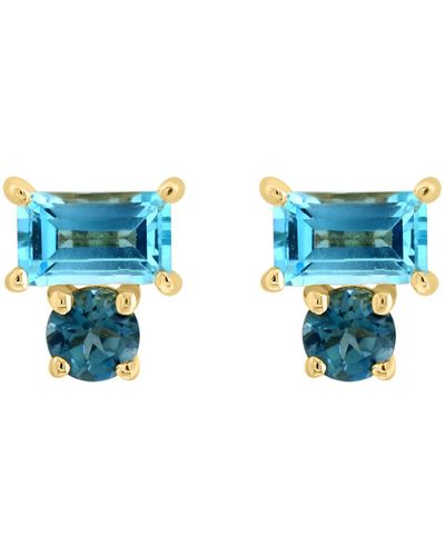 Effy 14k Gold Londo Blue Topaz & Emerald Stud Earrings