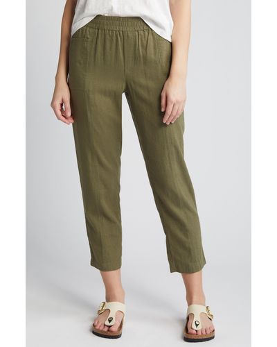 Caslon Pull-on Linen Blend Crop Pants - Green