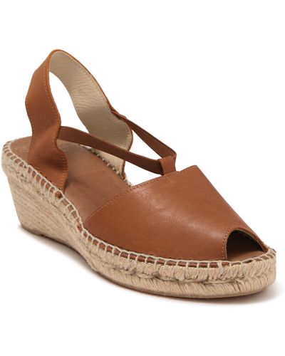 Andre Assous Dainty Leather Espadrille Wedge Sandal - Brown