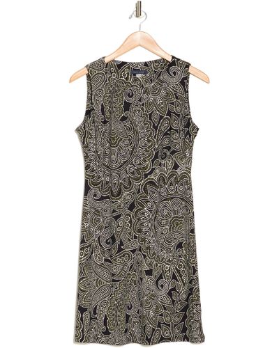 Tommy Hilfiger Florentine Scoop Neck Sleeveless Paisley Print Shift Dress - Gray