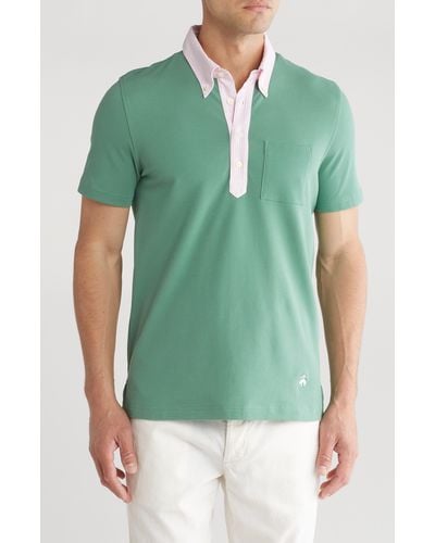 Brooks Brothers Oxford Stripe Supima® Cotton Polo - Green
