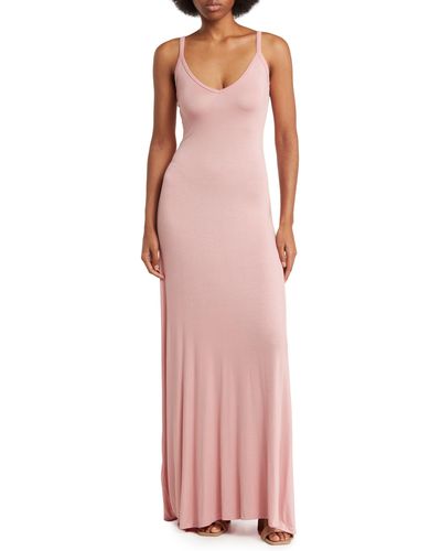 Go Couture V-neck Maxi Dress - Pink