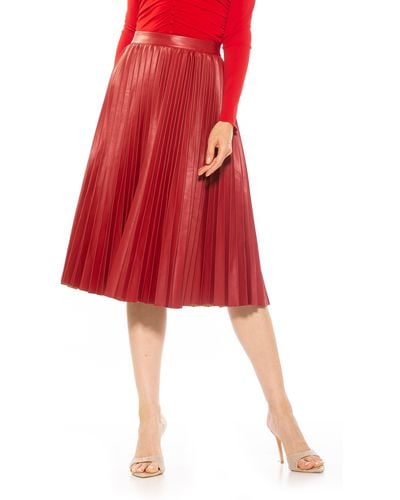 Alexia Admor Luca High Waist Pleated Faux Leather Skirt - Red
