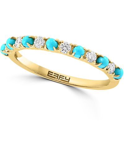 Effy 14k Yellow Gold Turquoise & Diamond Ring - Blue