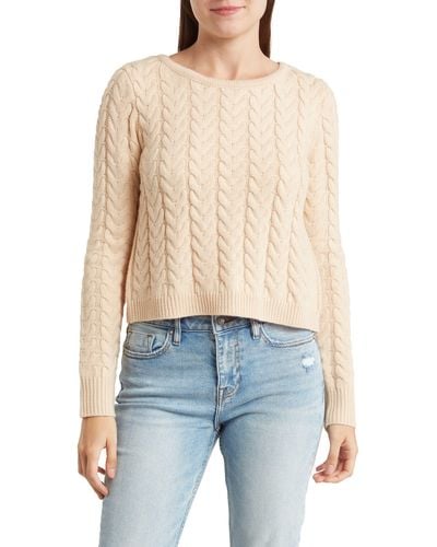 Love By Design Zanna Tie Back Cable Knit Sweater - Blue