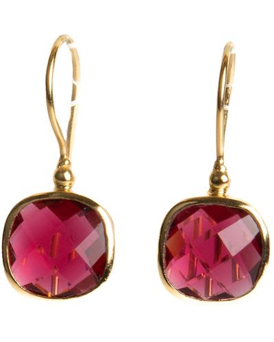 Saachi Cushion Stone Drop Earrings - Pink