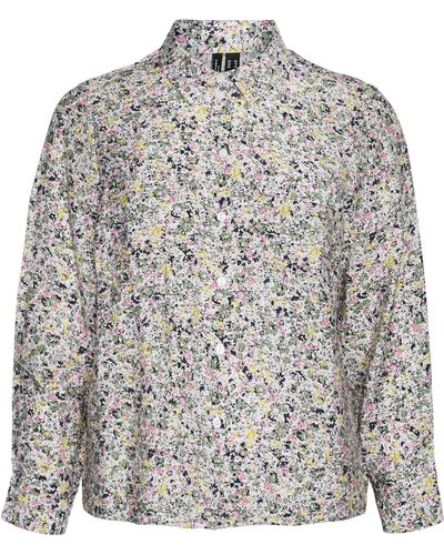 Vero Moda Josie Floral Long Sleeve Button-up Shirt - Gray