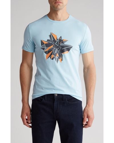 T.R. Premium 3d Abstract Graphic Print T-shirt - Blue