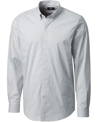 Cutter & Buck Soar Tailored Windowpane Check Dress Shirt - Gray