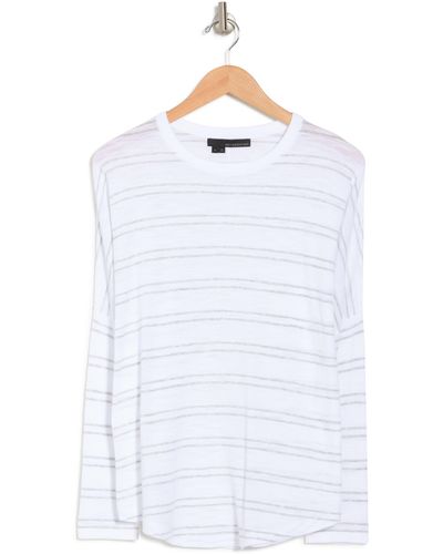 360cashmere Stacie Stripe Print Sweater In Optic White/light Gray At Nordstrom Rack