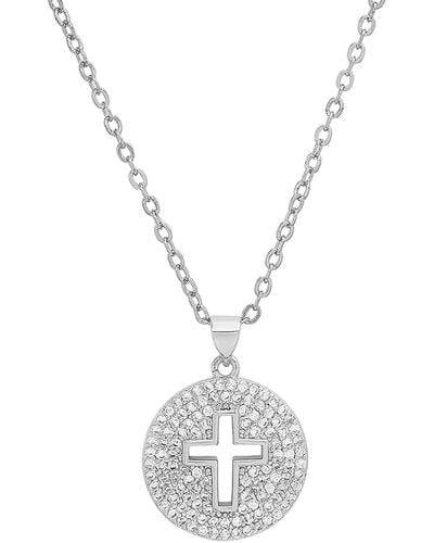 HMY Jewelry 18k Gold Plated Crystal Cross Necklace - White