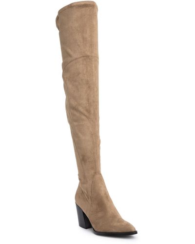 Marc Fisher Cathi Pointed Toe Over The Knee Boot In Taupe At Nordstrom Rack - Multicolor