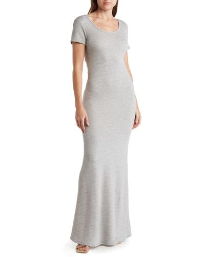 Go Couture Short Sleeve Maxi Dress - Gray