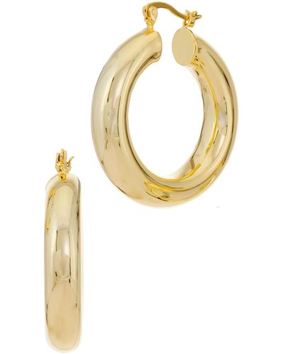 Savvy Cie Jewels 18k Gold Plate Tube Hoop Earrings - Metallic