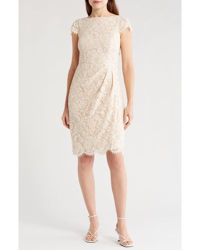 Vince Camuto Lace Cap Sleeve Dress - Natural