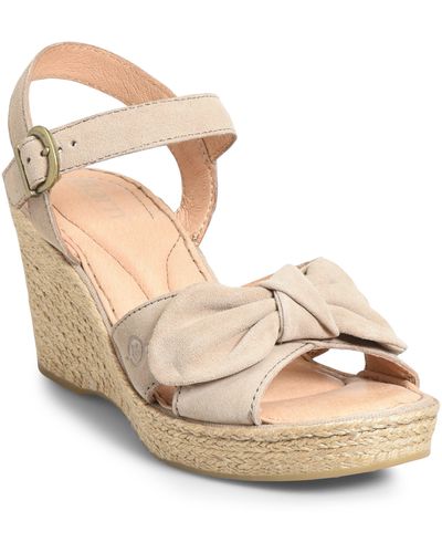 Born Børn Monticello Knotted Wedge Sandal In Taupe Suede At Nordstrom Rack - Natural