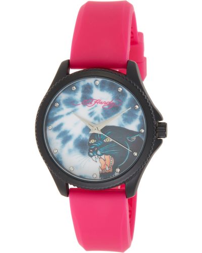 Ed Hardy Silicone Strap Watch - Red