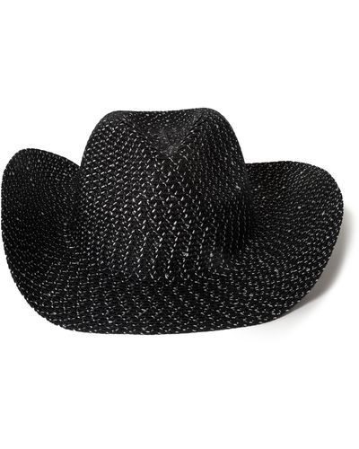 David & Young Sequin & Stone Straw Cowboy Hat - Black
