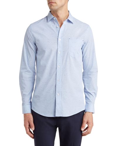 Report Collection Cotton Neppy Button-up Shirt - Blue