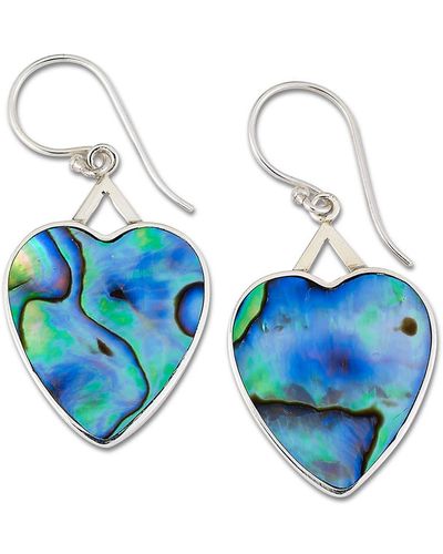 Samuel B. Sterling Silver Abalone Heart Drop Earrings - Blue