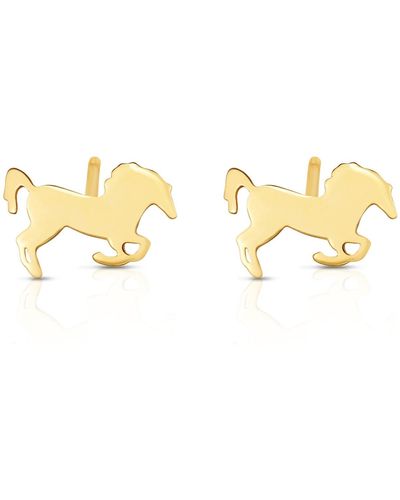 KARAT RUSH 14k Gold Horse Mini Stud Earrings - Yellow
