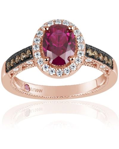 Suzy Levian Pink Rhodium Plated Sterling Silver Lively Cz Ring - Brown
